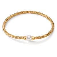 Armband Silber gelb vergoldet shining Pearls weiss, 8 mm 19.5 cm Ø4 mm-604097
