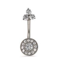 Bauchpiercing Edelstahl Zirkonia weiss Ø9 mm-604379
