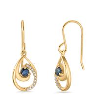 Ohrhänger Silber Saphir blau, 2 Steine, Zirkonia weiss, 22 Steine gelb vergoldet-604542