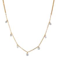 Collier Silber Zirkonia 7 Steine gelb vergoldet 42-45 cm verstellbar-604861