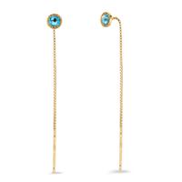 Ohrhänger Silber Zirkonia aqua, 2 Steine gelb vergoldet Ø5.5 mm-604865