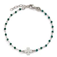 Armband Silber Kristall grün, 20 Steine rhodiniert Kleeblatt 15.5-18.5 cm verstellbar-604869