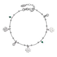 Armband Silber Zirkonia 4 Steine rhodiniert Kleeblatt 17-19 cm verstellbar-605295
