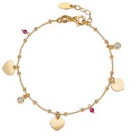 Armband Silber Zirkonia 4 Steine gelb vergoldet Herz 17-19 cm verstellbar-605297