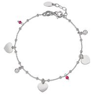 Armband Silber Zirkonia 4 Steine rhodiniert Herz 17-19 cm verstellbar-605298