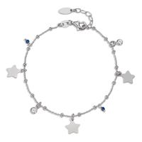 Armband Silber Zirkonia 4 Steine rhodiniert Stern 17-19 cm verstellbar-605299