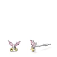 Ohrstecker Silber Zirkonia 8 Steine rhodiniert Schmetterling Ø7 mm-605808