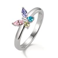 Fingerring Silber Zirkonia 4 Steine rhodiniert Schmetterling-605811