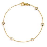 Armband 375/9 K Gelbgold Zirkonia 5 Steine 17-19 cm verstellbar-605926