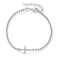 Armband Silber Zirkonia 17 Steine rhodiniert Kreuz 16-19 cm verstellbar-606432