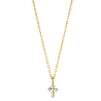 Collier Silber Zirkonia 6 Steine gelb vergoldet Kreuz 40-45 cm verstellbar-606449