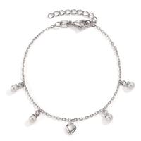 Armband Silber rhodiniert shining Pearls, 4 Perlen, 3.5 mm Herz 16-19 cm verstellbar-606819
