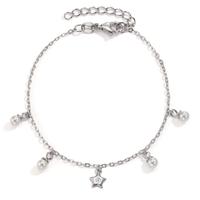 Armband Silber Zirkonia rhodiniert shining Pearls, 4 Perlen, 3.5 mm Stern 16-19 cm verstellbar-606820
