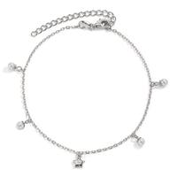 Fusskettchen Silber Zirkonia rhodiniert shining Pearls, 4 Perlen, 3.5 mm Stern 20-26 cm verstellbar-606822