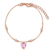 Armband Silber Zirkonia 5 Steine rosé vergoldet Herz 16-19 cm verstellbar-606861