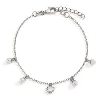 Armband Silber rhodiniert shining Pearls, 4 Perlen, 3.5 mm Herz 16-19 cm verstellbar-606995