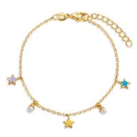 Armband Silber gelb vergoldet shining Pearls, 2 Perlen, 3.5 mm Stern 16-19 cm verstellbar-607000
