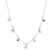 Collier Silber Zirkonia 4 Steine rhodiniert Herz 40-45 cm verstellbar-607074