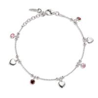 Armband Silber Zirkonia 4 Steine rhodiniert Herz 16-19 cm verstellbar-607075