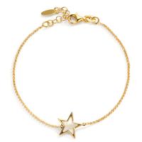 Armband Silber gelb vergoldet Perlmutt Stern 17-19 cm verstellbar-607090