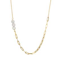 Collier 375/9 K Gelbgold Süsswasserzuchtperle, 3 Perlen, 4 mm 42 cm-607140