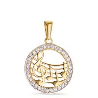 Anhänger 585/14 K Gelbgold Zirkonia Notenschlüssel Ø14 mm-607534