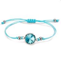 Armband Edelstahl, Textil Zirkonia türkis 14-21 cm verstellbar-607807