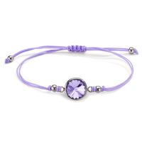 Armband Edelstahl, Textil Zirkonia lila 14-21 cm verstellbar-607809