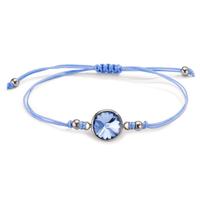Armband Edelstahl, Textil Zirkonia hellblau 14-21 cm verstellbar-607810