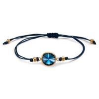 Armband Edelstahl, Textil Zirkonia saphirblau gelb IP beschichtet 14-21 cm verstellbar-607811