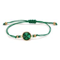 Armband Edelstahl, Textil Zirkonia grün gelb IP beschichtet 14-21 cm verstellbar-607812