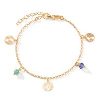 Armband Silber Kristall 2 Steine gelb vergoldet Weltkugel 17-20 cm verstellbar-607938