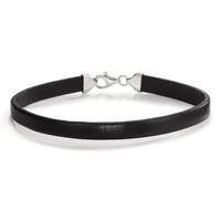Armband Silber, Leder rhodiniert 21 cm-607958