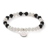 Armband Edelstahl Achat schwarz shining Pearls, 6 mm Keltisch 18 cm Ø6 mm-608086