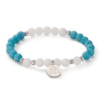 Armband Edelstahl Achat weiss, Jade blau Keltisch 18 cm Ø6.5 mm-608090