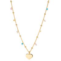 Collier Silber Kristall 8 Steine vergoldet Herz 40-44 cm verstellbar-608169