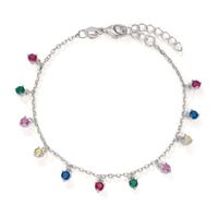 Armband Silber Zirkonia bunt, 11 Steine rhodiniert 16-19 cm verstellbar-608308