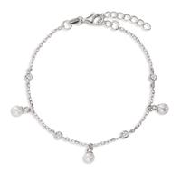 Armband Silber Zirkonia 4 Steine rhodiniert shining Pearls, 3 Perlen, 4 mm 16-19 cm verstellbar-608310