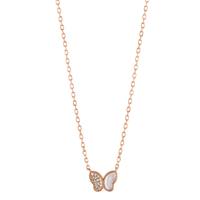 Collier Silber Zirkonia rosé vergoldet Perlmutt Schmetterling 40 cm-608329