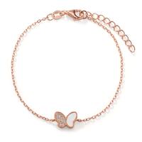 Armband Silber Zirkonia rosé vergoldet Perlmutt Schmetterling 16-19 cm verstellbar-608376