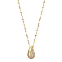Collier Silber Zirkonia gelb vergoldet Tropfen 40-45 cm verstellbar-608899