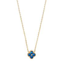 Collier Silber Zirkonia saphirblau, 4 Steine gelb vergoldet Blume 40-45 cm verstellbar-608959
