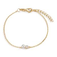 Armband Silber Zirkonia gelb vergoldet Süsswasserzuchtperlen, 4 mm 16-19 cm verstellbar-608971