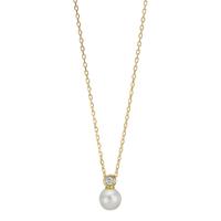 Collier Silber Zirkonia gelb vergoldet shining Pearls, 6 mm 40-45 cm verstellbar-608974