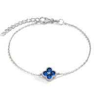 Armband Silber Zirkonia saphirblau, 4 Steine rhodiniert Blume 16-19 cm verstellbar-608975