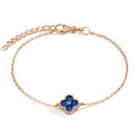 Armband Silber Zirkonia saphirblau, 4 Steine rosé vergoldet Blume 16-19 cm verstellbar-608976