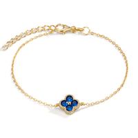 Armband Silber Zirkonia saphirblau, 4 Steine gelb vergoldet Blume 16-19 cm verstellbar-608977
