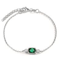 Armband Silber Zirkonia grün, Zirkonia weiss, 2 Steine rhodiniert 16-19 cm verstellbar-608984