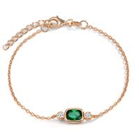 Armband Silber Zirkonia grün, Zirkonia weiss, 2 Steine rosé vergoldet 16-19 cm verstellbar-608985