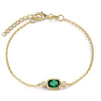 Armband Silber Zirkonia grün, Zirkonia weiss, 2 Steine gelb vergoldet 16-19 cm verstellbar-608986